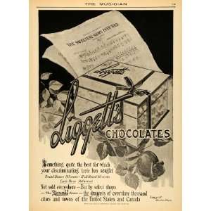  1910 Ad Liggett Chocolate R. M. Stults Sheet Music Rose 