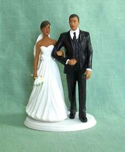 Black Bride and Groom Figurine/Cake Top Strapless Gown  