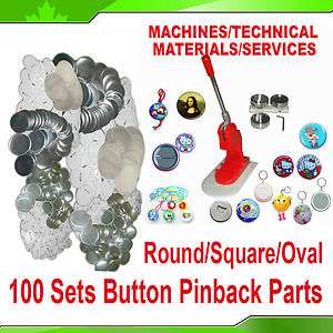   Pinback Parts for Badge Button Maker Machine Round Square Oval 8 Kinds