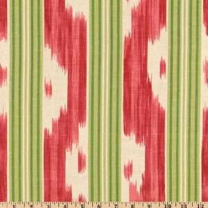  55 Wide Peyton Ikat Stripe Raspberry/Green Fabric By The 
