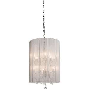   Lite 2 Tier Chandelier, Polished Nickel with White Silk String Shades