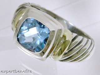 David Yurman Blue Topaz Medium Albion Ring Sterling silver 14k  