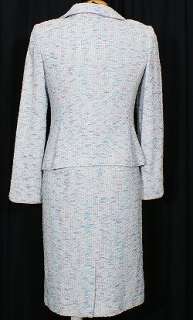 NWT ST. JOHN White Lavender Blue Boucle Dress Suit 6  