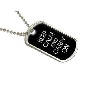  Keep Calm and Carry On   Black   Military Dog Tag Keychain 