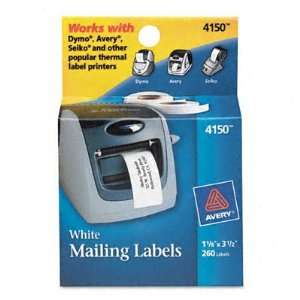   Labels, 1 1/8 x 3 1/2, White, Two Rolls of 130 per Box Electronics
