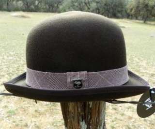 NWT PETER GRIMM Brown Wool BOWLER DERBY Dress Tux Hat  