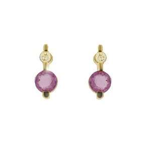 9ct Yellow Gold Pink Sapphire & Diamond Earrings Jewelry