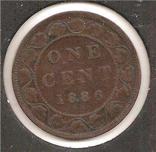 1886 Obverse #1 VERY GOOD Canadian Large Cent #3  