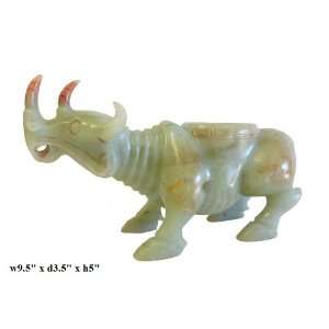  Chinese Jade Stone Carved Rhino Display Figure Ass750 