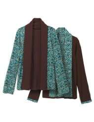 TravelSmith Womens Voyager Knit Reversible Jacket Teal Chocolate Large 