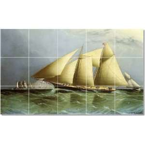 James Buttersworth Ships Tile Mural Modern Construction  18x30 using 