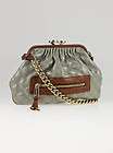   Jacobs Grey Quilted Coated Canvas and Ostrich Trim Little Stam Bag