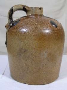 Antique Primitive Beehive Stoneware Whiskey Jug w Brown Drip Glaze 