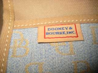 DOONEY & BOURKE Beige Blue DB Canvas Brown Leather Satchel Shoulder 