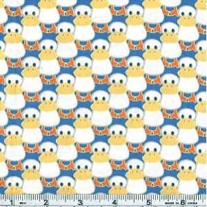  45 Wide Duck Duck Goose Ducks in a Row Blue Fabric By 