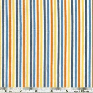  45 Wide Duck Duck Goose Stripe Blue Fabric By The Yard 