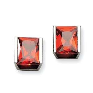    Chisel Stainless Steel Red CZ Stone Post Earrings Chisel Jewelry