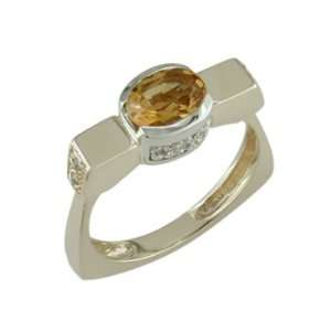  Caty 14K Gold Citrine & Diamond Ring Jewelry