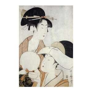 Bust Portrait Of Two Women by Kitagawa Utamaro. size 24 inches width 