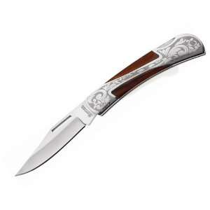   Pocket Knife Eye Catcher Stainless Steel Handle Inset Stabilized Wood