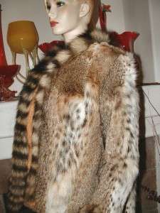 BRAND NEW STUNNING SPOTTED LYNX FUR JACKET COAT S M  