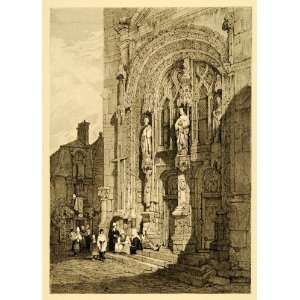  1915 Print Samuel Prout Art Saint Gatiens Cathedral Tours 