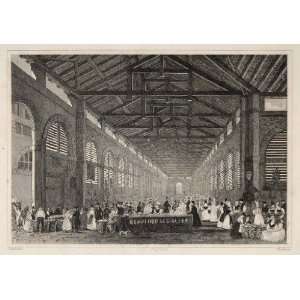  1831 Marche St. Germain Market Paris Steel Engraving 