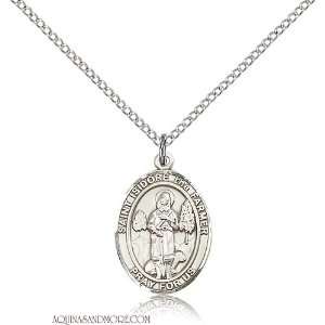  St. Isidore the Farmer Medium Sterling Silver Medal 