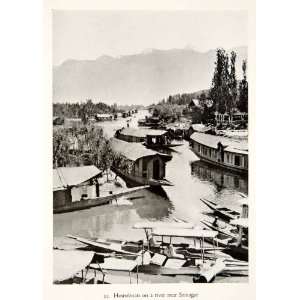  1938 Print Houseboats River Srinagar India Landscape Water 