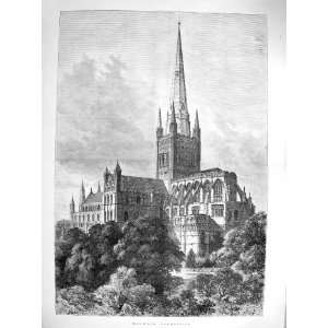   1878 Exterior Norwich Cathedral Architecture Fine Art