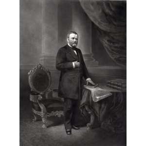 President Ulysses S. Grant, Standing at His Desk   1885 Lithograph by 