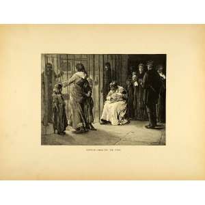  1887 Wood Engraving Newgate Prison London England Jail 