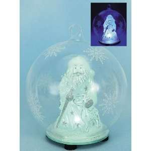  Santa Glass Ball Ornament Light Up Case Pack 6