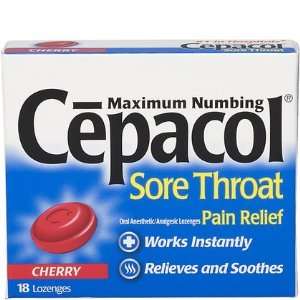  Cepacol Sore Throat, Maximum Numbing, Lozenges, Cherry, 18 