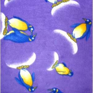   Arctic Fleece Penguin Purple Fabric By The Yard Arts, Crafts & Sewing