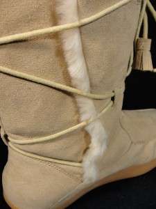 earth w/Kalso Technology Faux Suede & Shearling Tie Front Boots sz 11M 