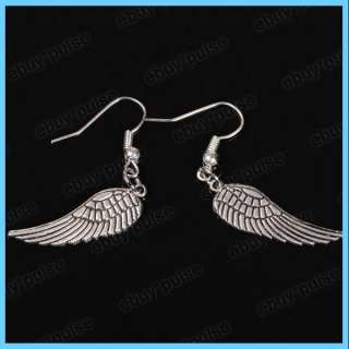 Ladies Angel Wing Tibetan Silver Hook Dangle Earrings Nickel Free 