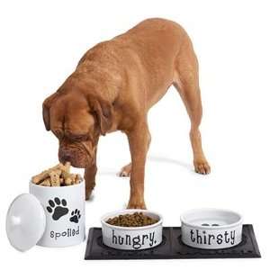  Dog Dining Set Hungry, Thirsty, Spoiled , 4 piece 