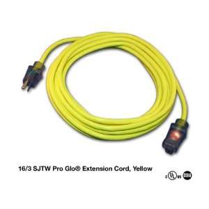    25 16/3 SJTW Pro Glo Extension Cord w/CGM Yellow