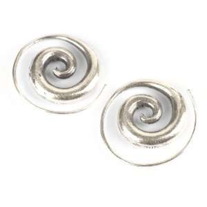  Karen hill tribe 999 silver spiral tribal earrings pair by 