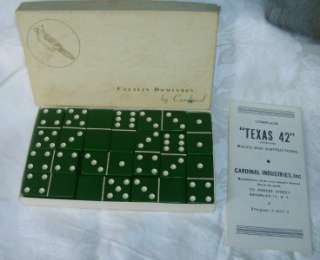 Vintage Green Catalin Bakelite Dominoes With Box & Instructions  