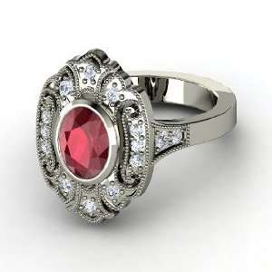  Chamonix Ring, Oval Ruby Platinum Ring with Diamond 
