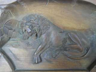 Antique Caved Wood Plaque ,Lion of Lucerne, Switzerland  