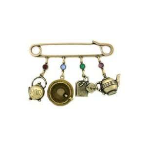  Antique Style Tea Theme Safety Charm Pin Womens Jewelry Jewelry