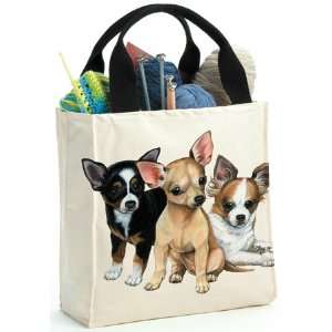 Chihuahua Puppy Dog Canvas Tote Bag Purse by Leslie Anderson Puppies 