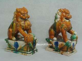 Nice Pair Chinese Ceramic Foo Dogs Figure Statue JL6 11  