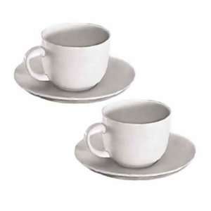 NEW, 6 Oz. (Ounce) White Porcelain Cappuccino Cup & Saucer Set, Latte 