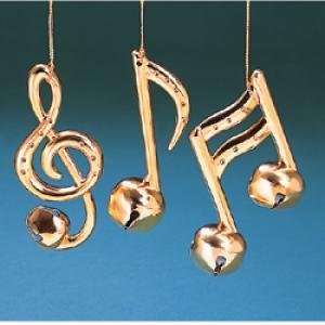  4 5 5 GOLD METAL NOTE BELL ORNAMENT, SET OF 3 ASSORTED 