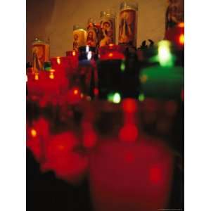 Colored Prayer Candles Illuminate the Chapel of Sanctuario De Chimayo 