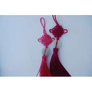  Traditional Chinese Knot Ornaments with Jade stone   Pink 